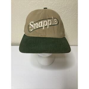 Vintage Snapple Hat Snap Back Khaki And Green Embroidered Logo USA Cap